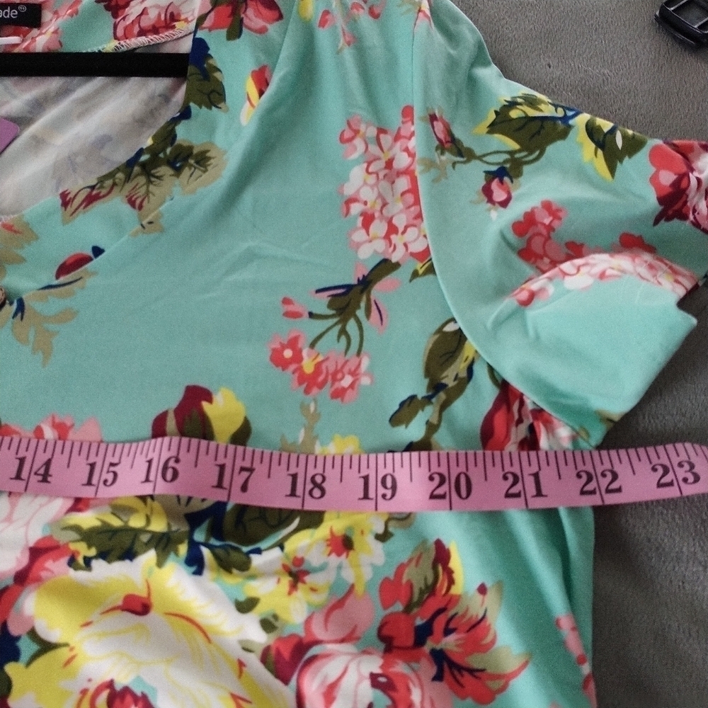 Amazon U.Vomade Green Floral Shirt Sleeve Tunic Top 1X - Picture 12 of 14